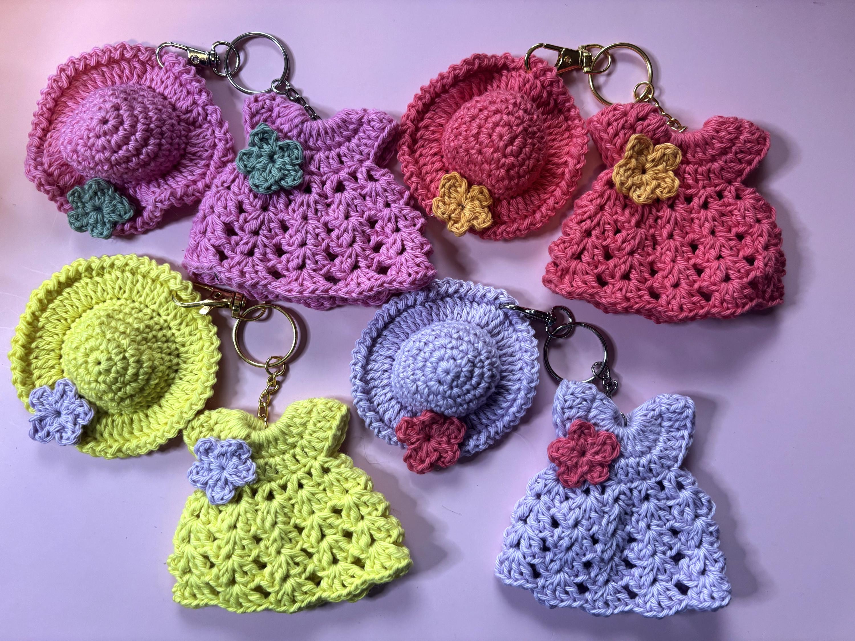 handmade crochet dress keychain