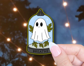 Breathe Ghost Bell Jar Sticker // Literary Inspired Art // Gentle Grounding Reminder