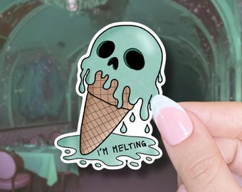 skull ice cream sticker // i'm melting