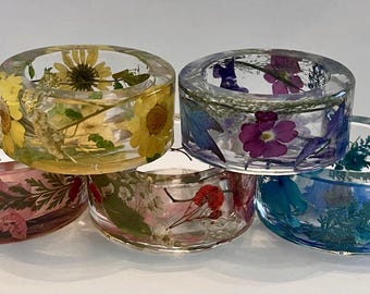 Candleholder - Resin and Dried Pressed Flowers