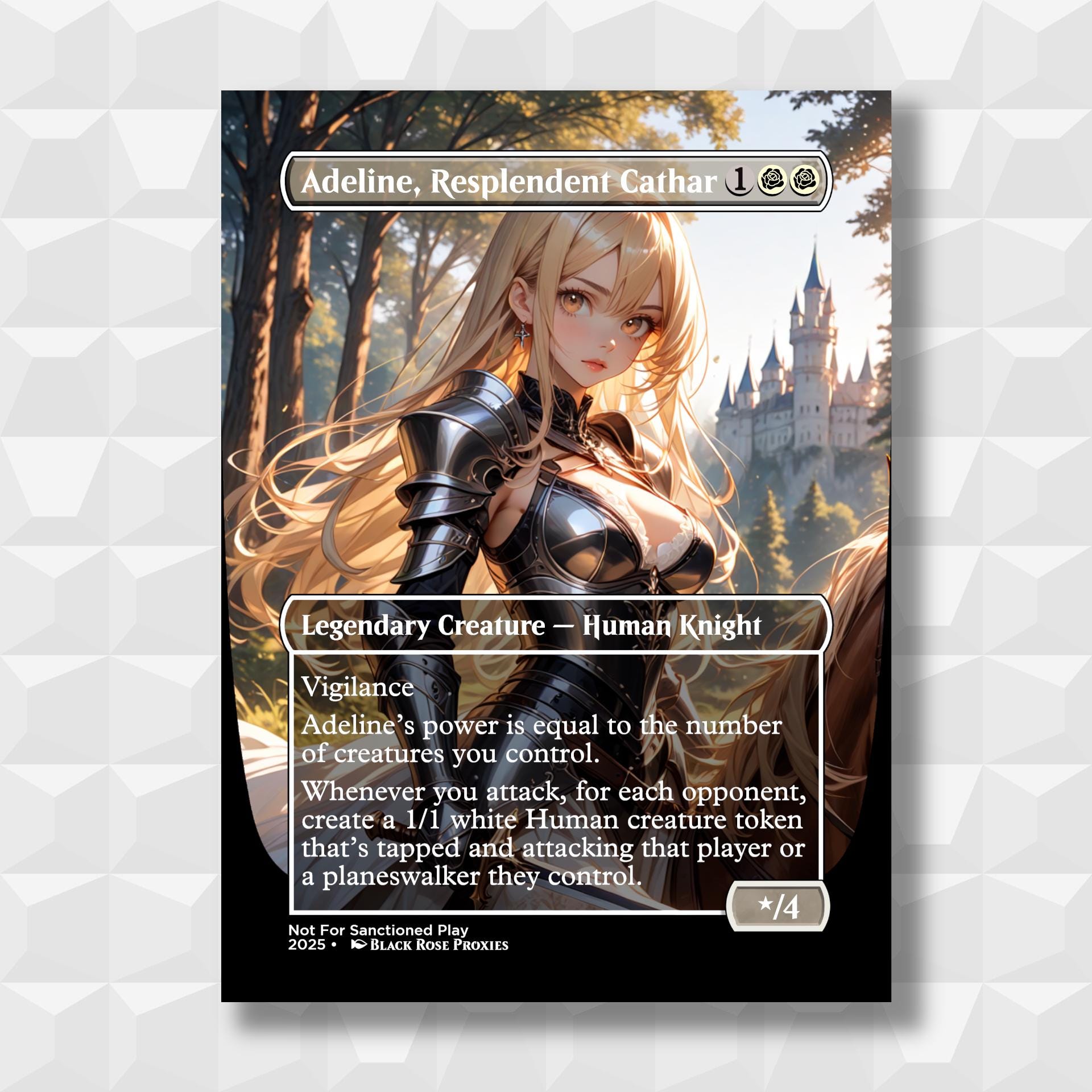Adeline, Cátaro Resplandeciente - Proxy de anime de MTG