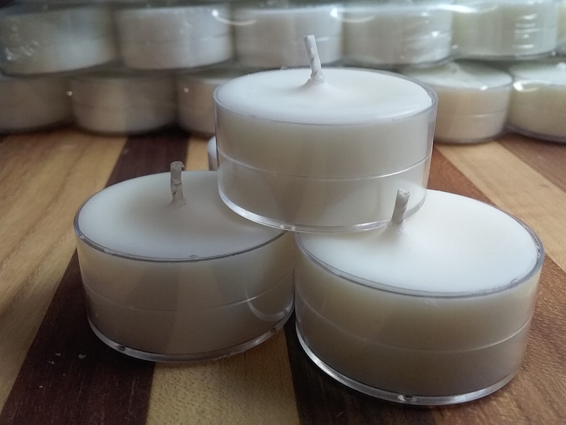 75 Pack Unscented Soy Tea Lights, Hand Made image 1