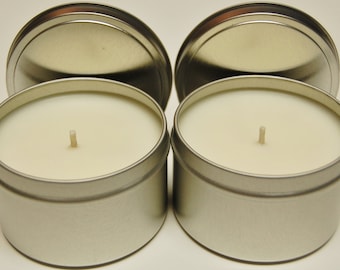 SILVER Soy Candle Tins 2 pack 8oz  - Natural Color - You Pick the Fragrance