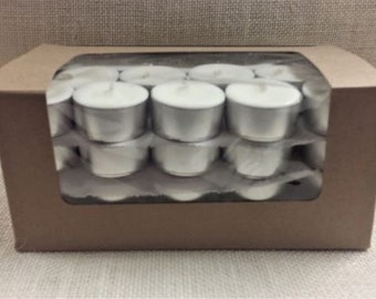 Scented Soy, Metal Cup Tea Lights 50 Pack, Handmade Candles, Wedding and Party Candle, Fragrance added Tealights