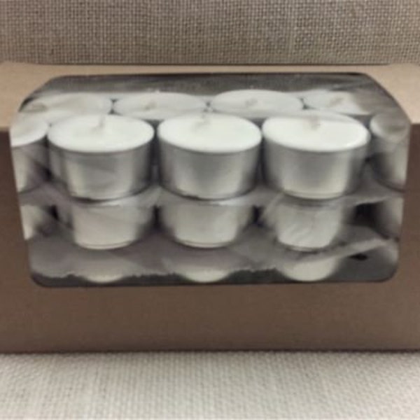 Scented Soy, Metal Cup Tea Lights 50 Pack, Handmade Candles, Wedding and Party Candle, Fragrance added Tealights