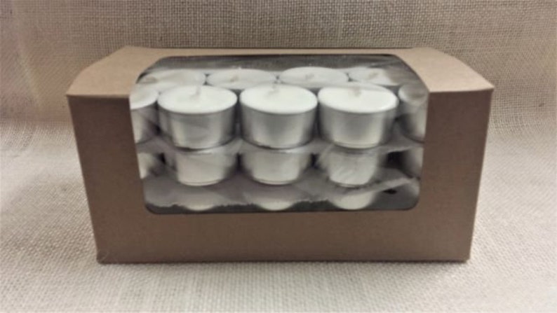 Scented Soy, Metal Cup Tea Lights 50 Pack, Handmade Candles, Wedding and Party Candle, Fragrance added Tealights image 1