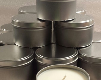 SILVER Soy Candle Tins 20 pack 8oz - Natural Color - 5 sets of 4 tins