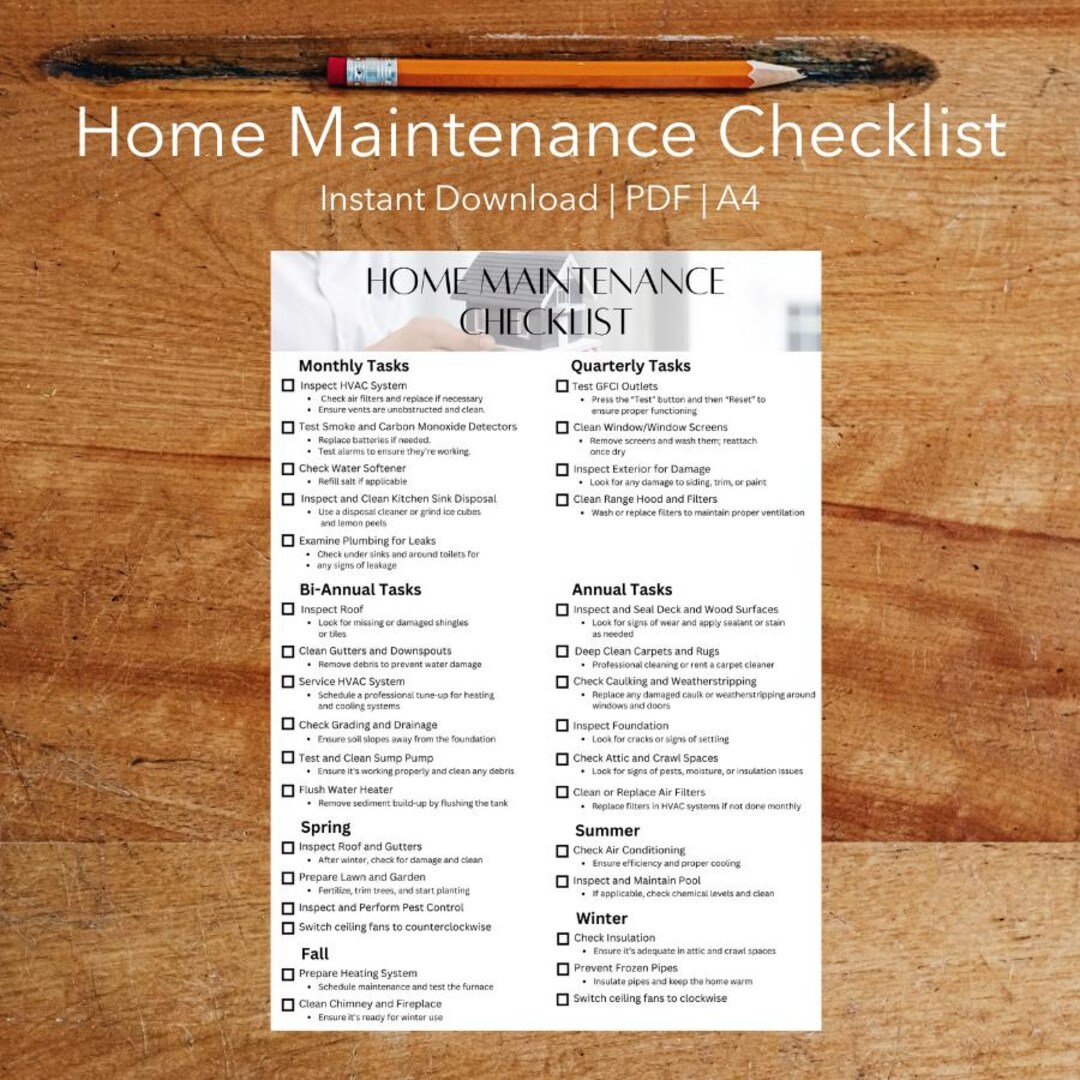 Printable Home Maintenance Checklist | Seasonal & Annual Tasks ...
