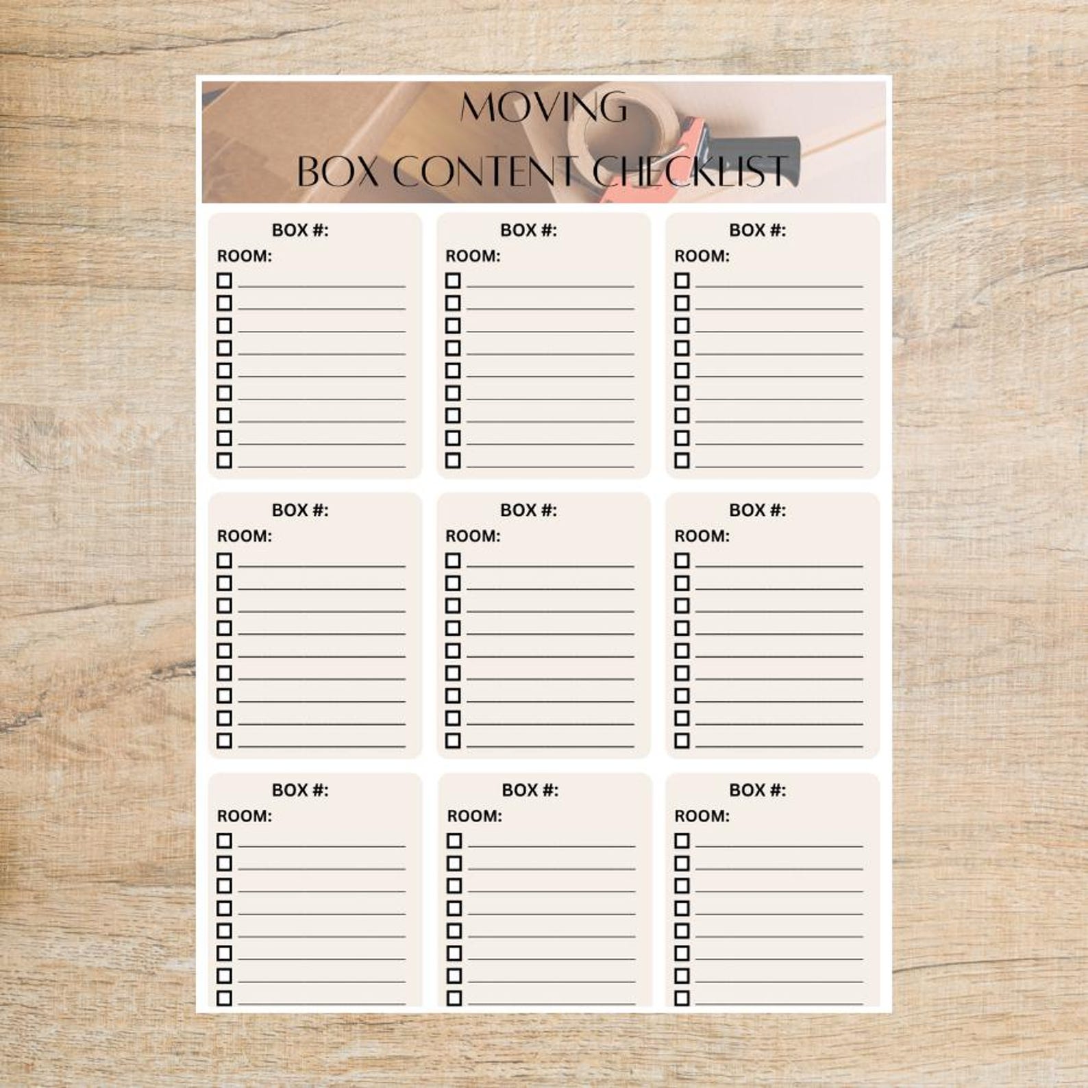 Moving Box Contents Checklist | Printable Packing Inventory | Instant ...