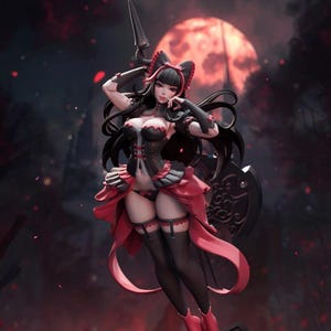 Crimson Halberd Apostle STL | Gothic War Maiden 3D Print Figurine (STL Download)