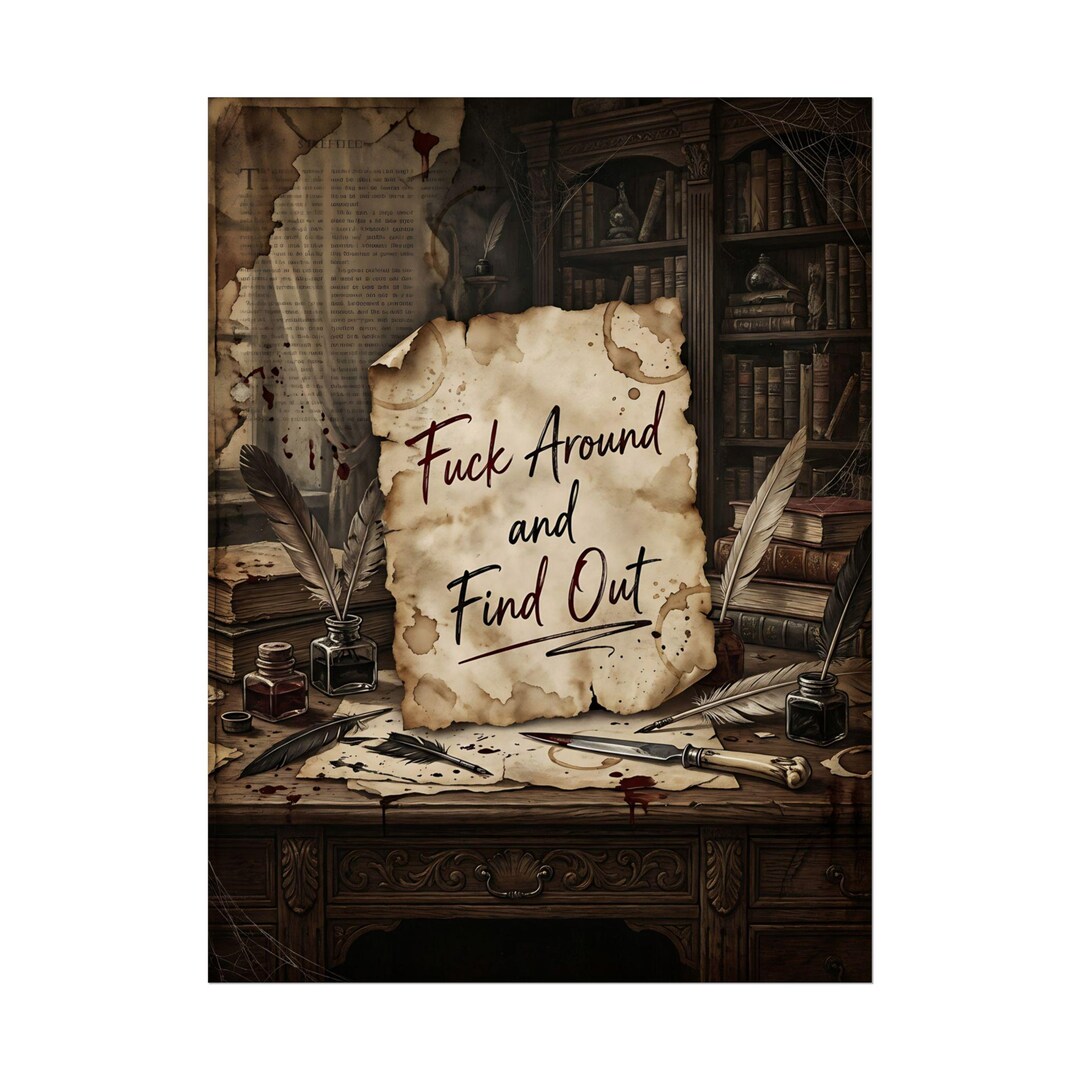 The Ink-stained Warning Rolled Poster Print | Poetcore Aesthetic Wall ...