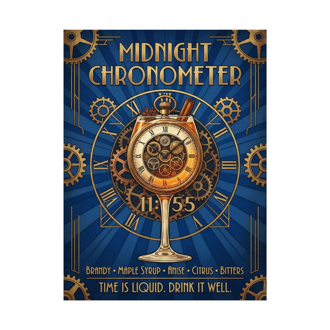 Art Deco Cocktail Print | Steampunk Clockwork Bar Decor - Etsy