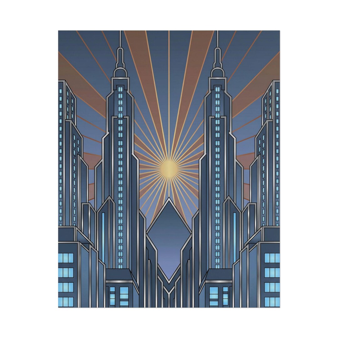 Art Deco Poster Print Geometric Skyline Wall Art Unframed Print for ...