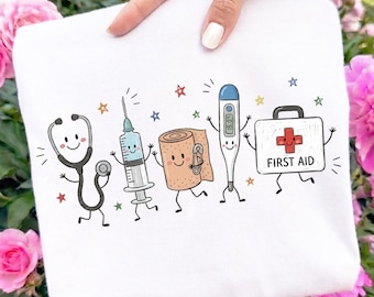 Nurse PNG, Cute Medical Supplies PNG, Stethoscope Syringe Thermometer First Aid Digital Download