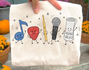 Music Teacher PNG, Cute Music Notes Clipart, Drumstick Microphone Guitar Pick Design, Band Teacher Digital Download
