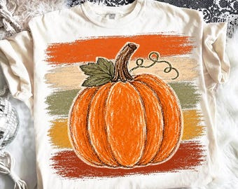 Vintage Pumpkin PNG, Striped Fall Png, Rustic Fall Pumpkin Design, Autumn Stripe Sublimation PNG, Farmhouse Digital Download