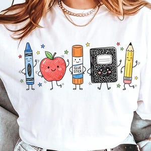 Teacher PNG, Cute School Supplies PNG, Back to School PNG, Crayon Apple Glue Stick Notebook Pencil Digital Download