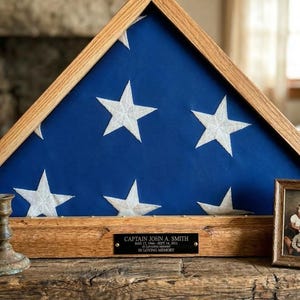 MEMORIAL Flag Hardwood Display Case – Veteran Tri-Fold Casket Flag Box, Glass Front