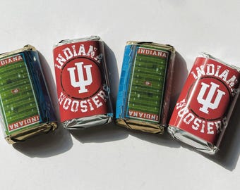 Indiana University Mini Candy Bar Wrappers for Party Favors Gifts -Set of 50 *Chocolates Not Included* Personalized