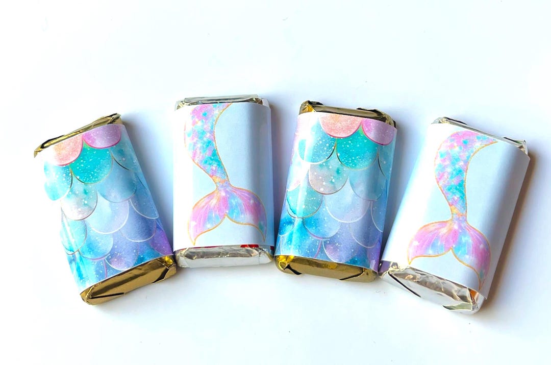 Mermaid Tail Mini Candy Bar Wrappers for Showers Party Events Favors ...