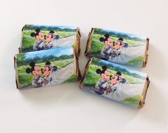 Disney Wedding Mini Candy Bar Wrappers for Showers Party Favors Gifts -Set of 50 *Chocolates Not Included* Personalized