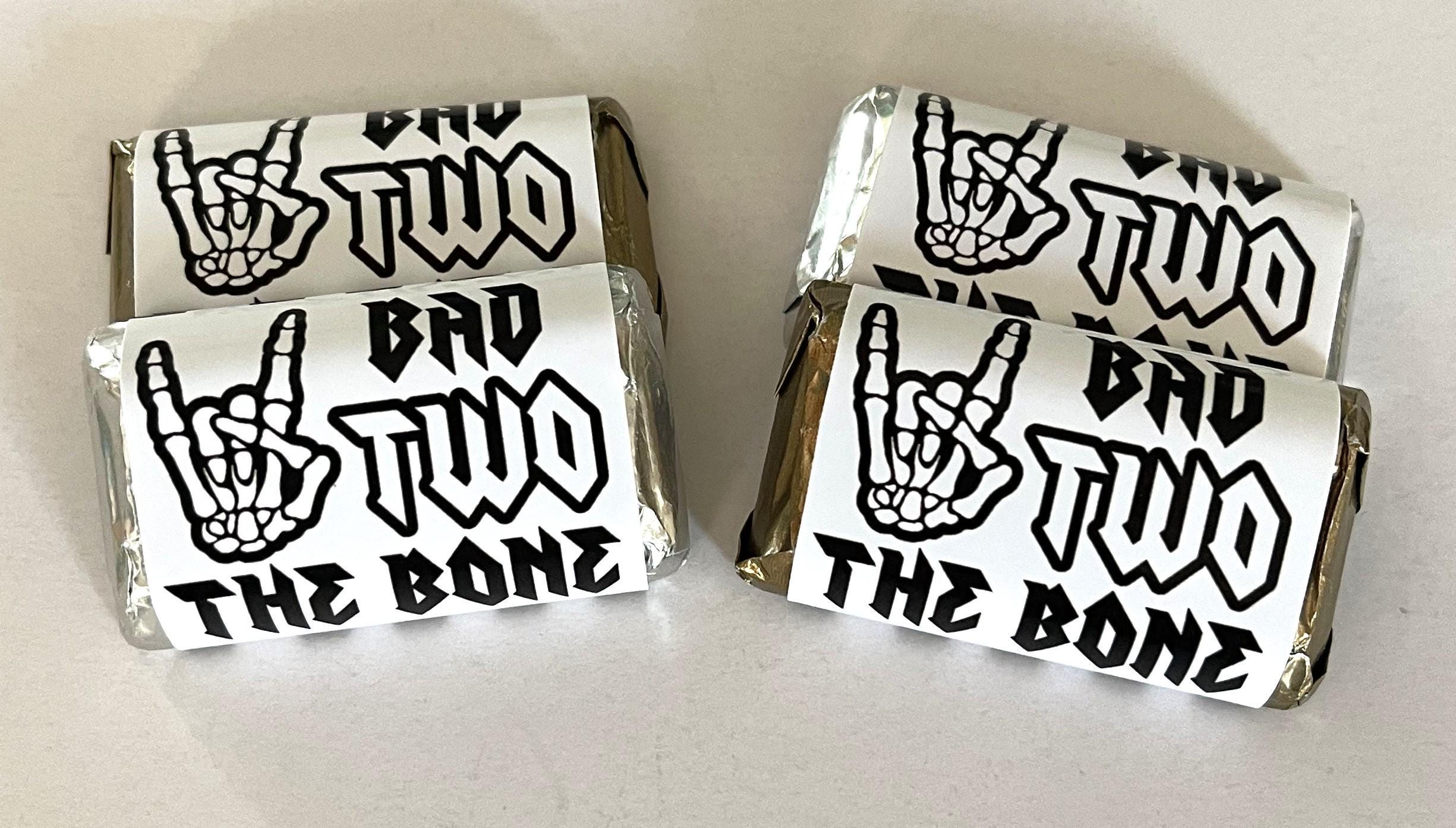 Bad TWO the Bone Mini Candy Bar Wrappers for First B-day Party Favors ...
