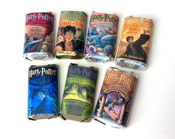 J.K. Rowling Books Mini Candy Bar Wrappers for Showers Party Events Favors Gifts -Set of 50 *Chocolates Not Included* Personalized