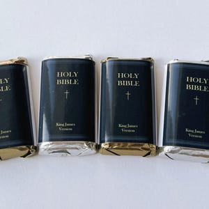 Bible Mini Candy Bar Wrappers for Studies Easter Gifts -Set of 50 *Chocolates Not Included* Personalized