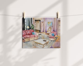 Golden Ladies Watercolor 8.5 x 11 Fine Print Fan Art small gift