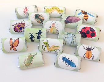 Bugs Mini Candy Bar Wrappers for Showers Party Favors Gifts -Set of 50 *Chocolates Not Included* Personalized