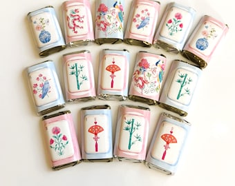 Mahjong Game Mini Candy Bar Wrappers for Showers Party Favors Gifts -Set of 50 *Chocolates Not Included* Personalized