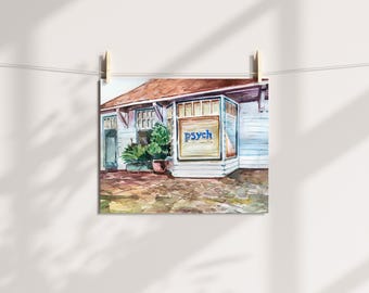 Detective Office Watercolor 8.5 x 11 Art Print Fan Art small gift