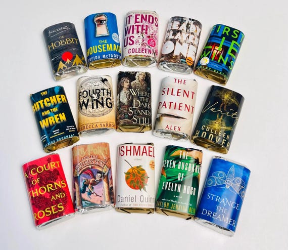 Book Club Books Mini Candy Bar Wrappers for Showers Party Events Favors Gifts -Set of 50 *Chocolates Not Included* Personalized