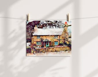 Rosehill Cottage Watercolor 8.5 x 11 Fine Print Fan Art small gift