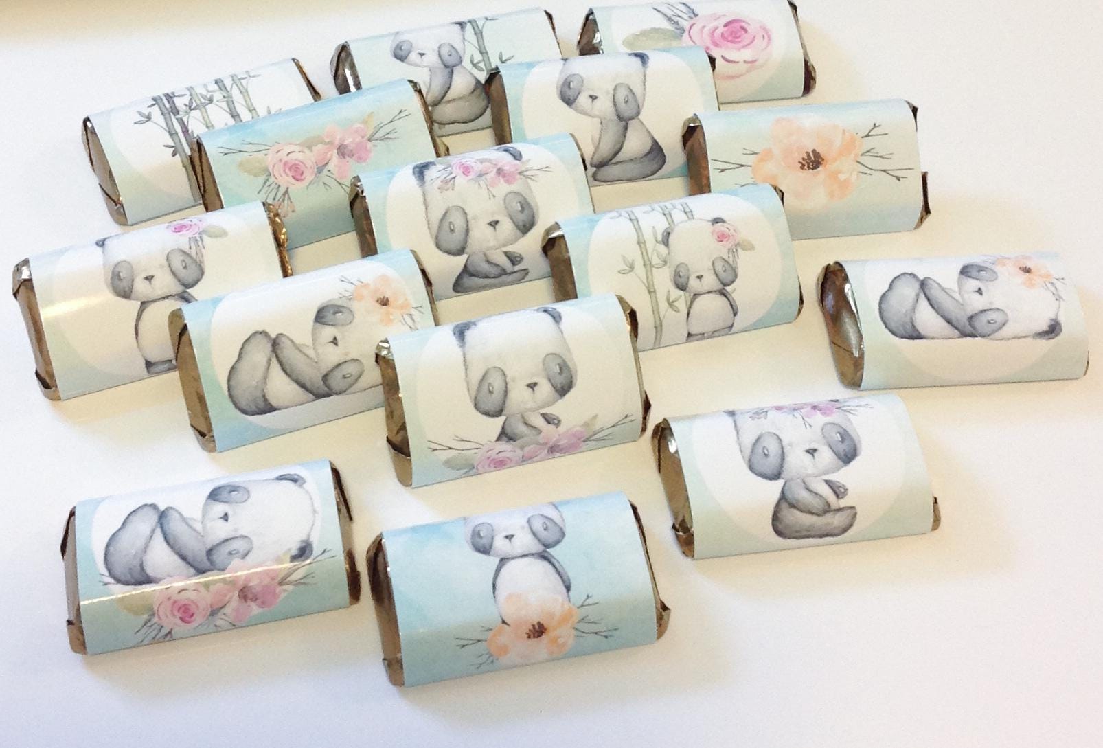 Panda Bears Mini Candy Bar Wrappers for Showers Party Favors Gifts -set ...