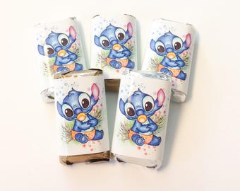 Lilo and Stitch Baby Stitch Mini Candy Bar Wrappers for Showers Party Events Favors Gifts -Set of 50 *Chocolates Not Included* Personalized