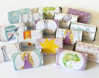 Rapunzel Mini Candy Bar Wrappers for Showers Party Events Favors Gifts -Set of 50 *Chocolates Not Included* Personalized