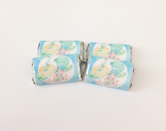 Baby Sea Turtle Mini Candy Bar Wrappers for Showers Party Favors Gifts -Set of 50 *Chocolates Not Included* Personalized