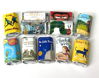Custom Books Mini Candy Bar Wrappers for Showers Party Events Favors Gifts -Set of 50 *Chocolates Not Included* Personalized