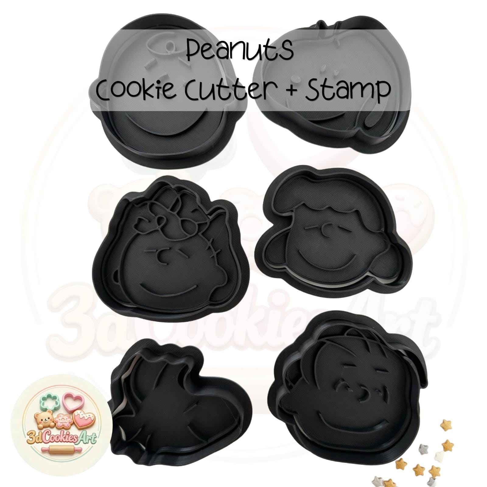Peanuts Characters Cookie Cutter + Stamp Set | 3D Printed Baking Tools ...