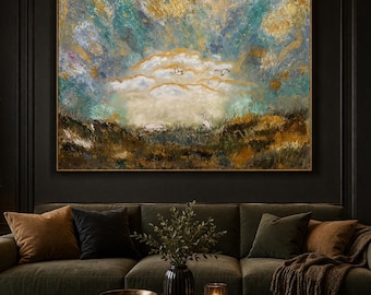 Original Oil Painting 60x80 cm – Textured Landscape, Neutral Modern Decor, One of a Kind Artwork