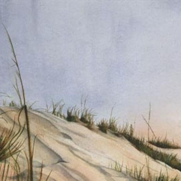 Seagrass Kiawah Island South Carolina Atlantic Coast Beachscape Sugar Sand Dunes Seashore  Fine Art Blank Note Card Watercolor painting