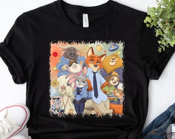 Zootopia DTF Transfer, Nick Judy Flash Movie Shirt Heat Transfer, Cartoon Characters Group Iron On Design for Shirt (Ready to Press)