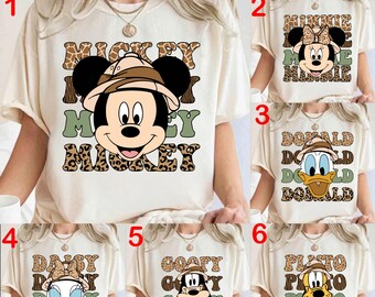 Safari Mickey Minnie Donald Daisy Goofy Pluto DTF Transfer (Ready to Press)