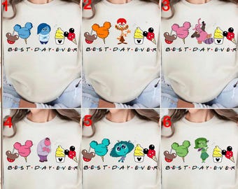 Best Day Ever DTF Transfer Ready to Press, Inside Out Character Shirt Transfer Disney Snacks Movie DTF,  Disney Vacation Park Trip Design