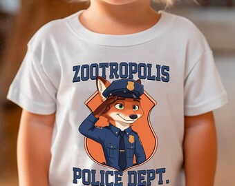 Zootopia Police DTF Transfer, Officer Nick Ready to Press, Cartoon Cop Badge Heat Press Design, Cute Fox Custom Iron On DTF