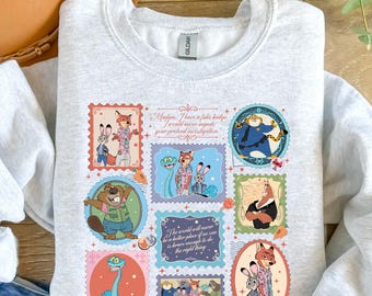 Zootopia Stamp DTF Transfer, Cute Nick Judy Quote Shirt Heat Transfer, Retro Cartoon Collage Iron On Design for Shirt (Ready to Press)