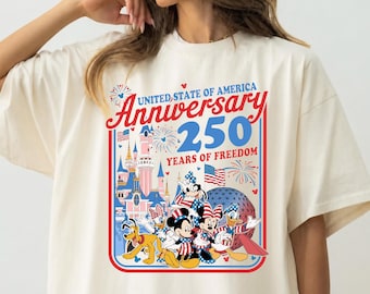 Mickey And Friends 4th Of July 2026 DTF Transfer, 250th America Anniversary Shirt, Patriotic Tee With USA Flag (Ready to Press)