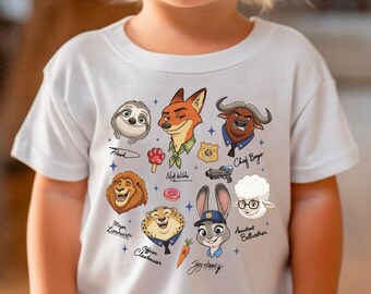 Zootopia DTF Transfer, Movie Characters Shirt Design, Officer Judy Nick Wilde Portrait, Cute Animals Heat Transfer (Ready to Press)