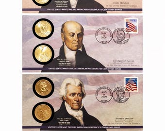 2008 Presidential 1 Dollar Coin First Day Covers – Set of 4, Unsealed & No Envelope